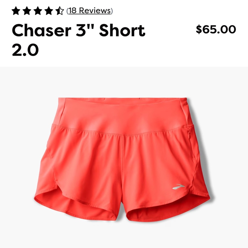 NWT Brooks Chaser 3” Short 2.0